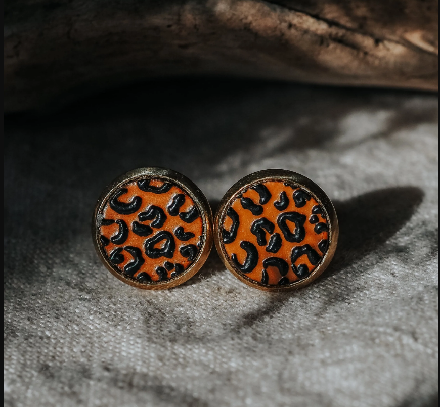 Leopard print hotsell stud earrings
